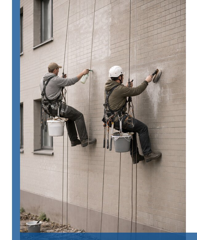 Удаление высолов с фасада зданий в Бердске без повреждений и следов