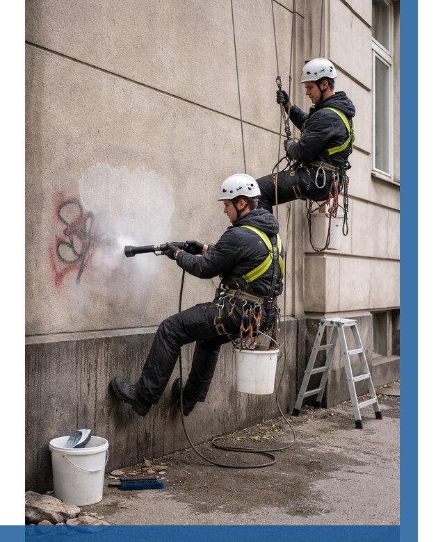 Удаление граффити с фасада в Бердске от 4685 р. | ВЫСОТНИК-Брд