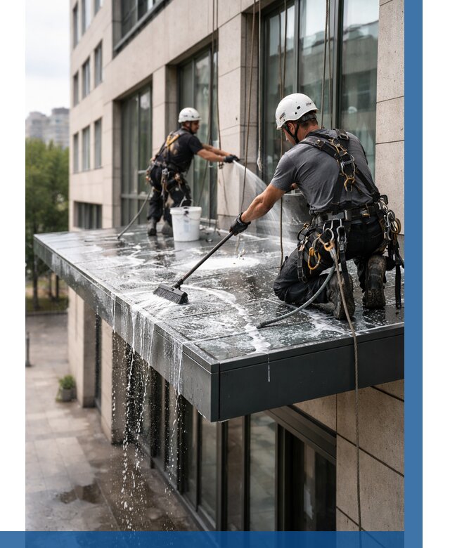 Мойка козырьков и навесов в Бердске от 3644 р. | ВЫСОТНИК-Брд