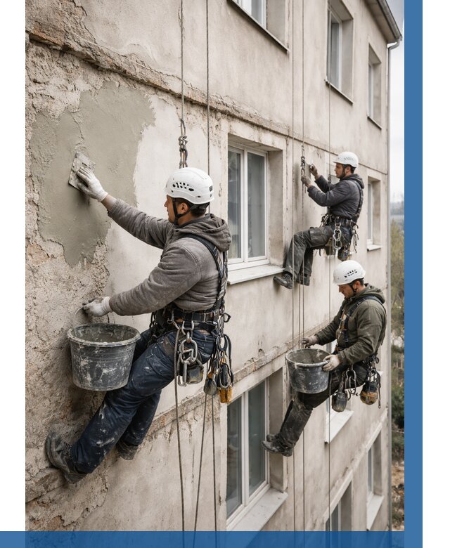 Ремонт штукатурного фасада в Бердске от 781 р. под ключ | ВЫСОТНИК-Брд