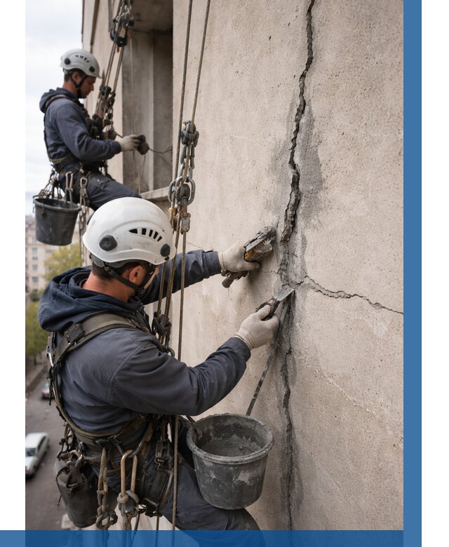 Заделка трещин на фасаде в Бердске от 937 р. | ВЫСОТНИК-Брд