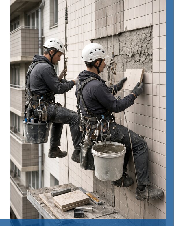 Ремонт облицовки фасада плиткой в Бердске от 1874 р. | ВЫСОТНИК-Брд