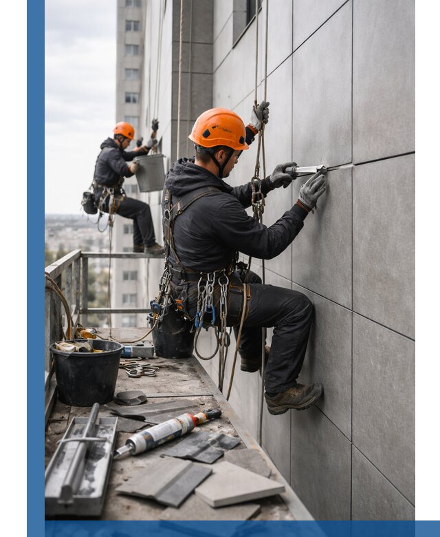 Профессиональный ремонт фасада из керамогранита в Бердске