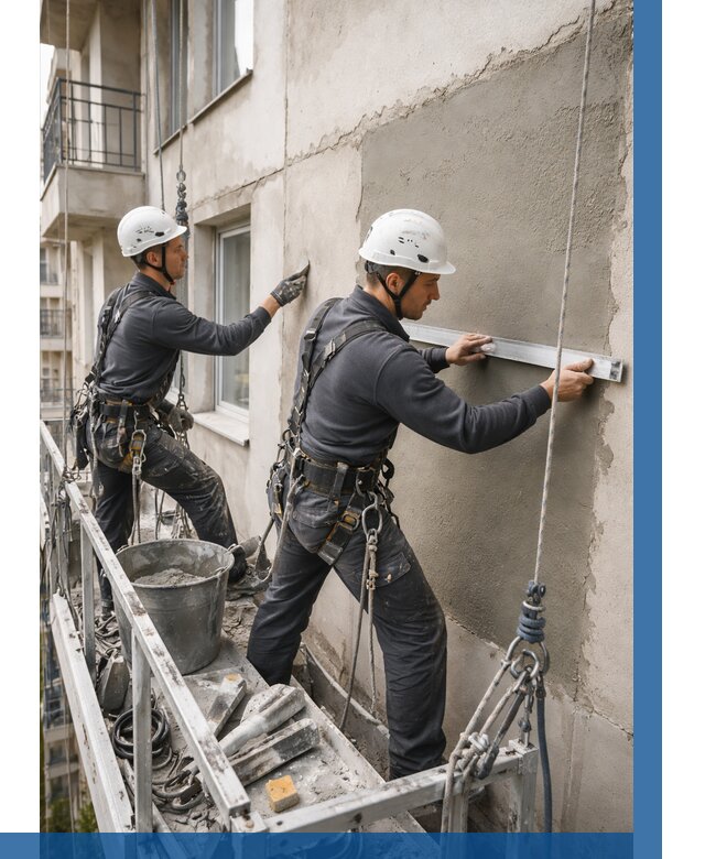 Штукатурка фасада на высоте в Бердске от 937 р. | ВЫСОТНИК-Брд