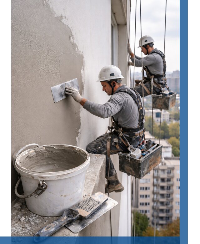 Шпаклевка фасада на высоте в Бердске от 729 р. | ВЫСОТНИК-Брд