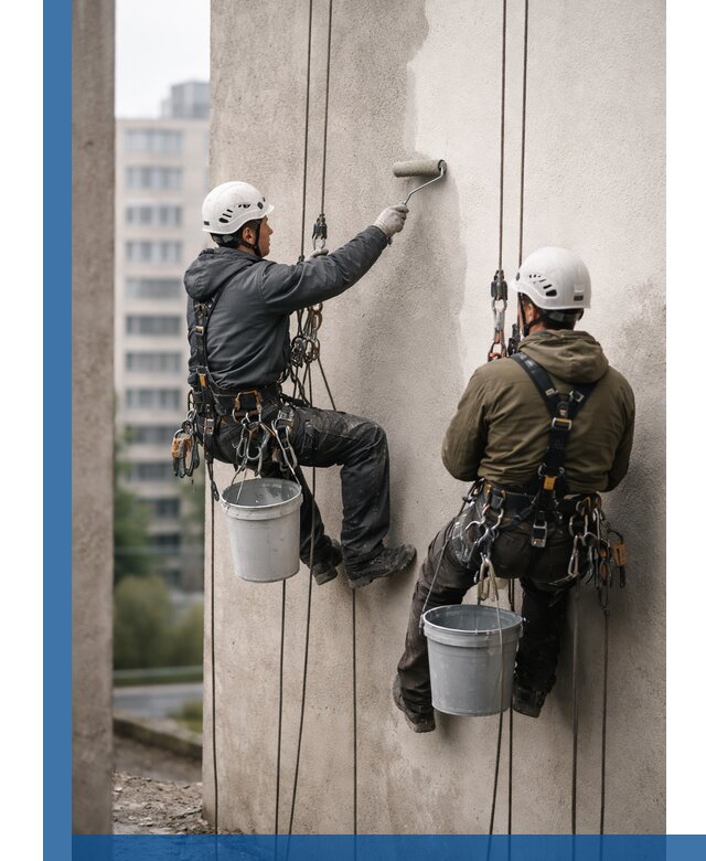 Покраска фасадов высотными альпинистами в Бердске с гарантией