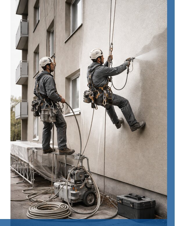 Безвоздушная покраска фасада в Бердске от 229 р/м² | ВЫСОТНИК-Брд