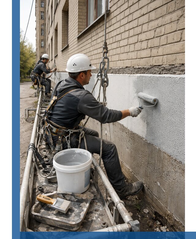 Окраска цоколя здания в Бердске профессионально и надежно