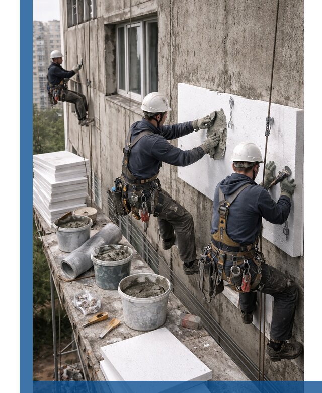 Утепление фасада пенополистиролом в Бердске под ключ