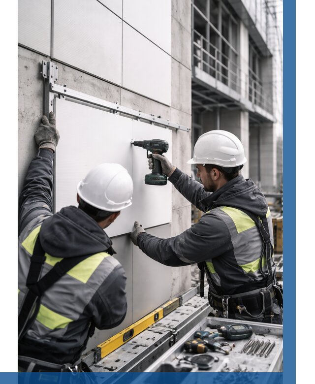 Монтаж композитных панелей фасада в Бердске от 2603 р. | ВЫСОТНИК-Брд