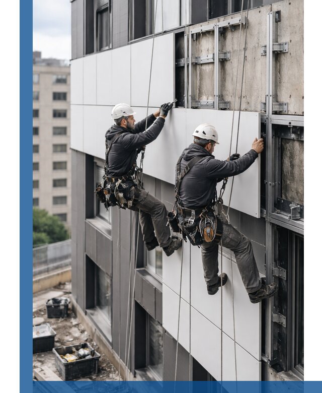 Монтаж композитных панелей фасада в Бердске под ключ
