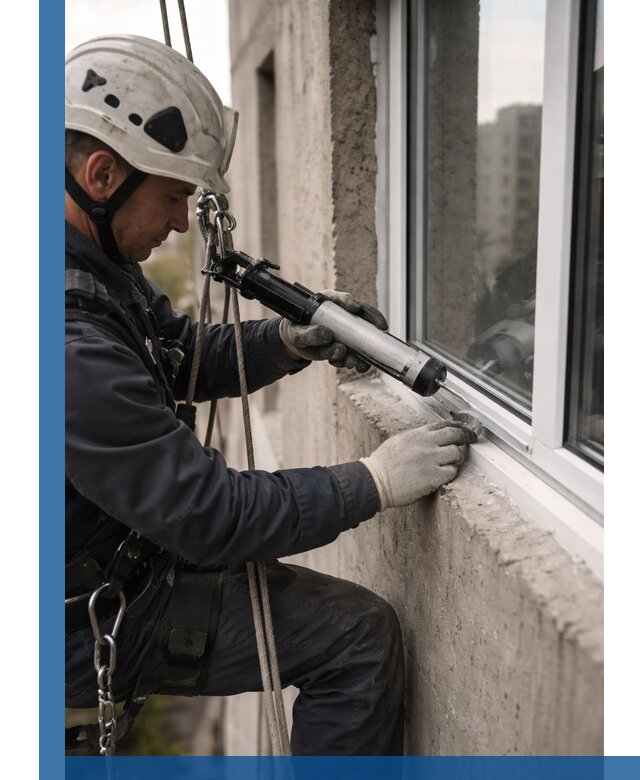 Герметизация оконных швов снаружи в Бердске профессионально