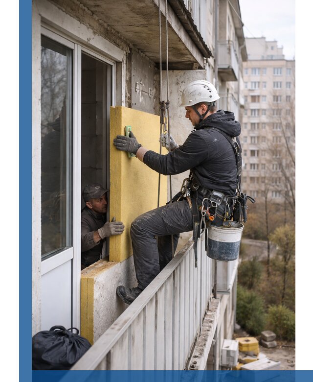 Профессиональное утепление балкона снаружи в Бердске под ключ
