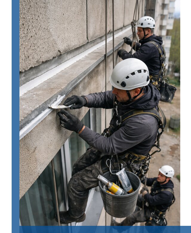 Герметизация примыкания балкона в Бердске под ключ с гарантией