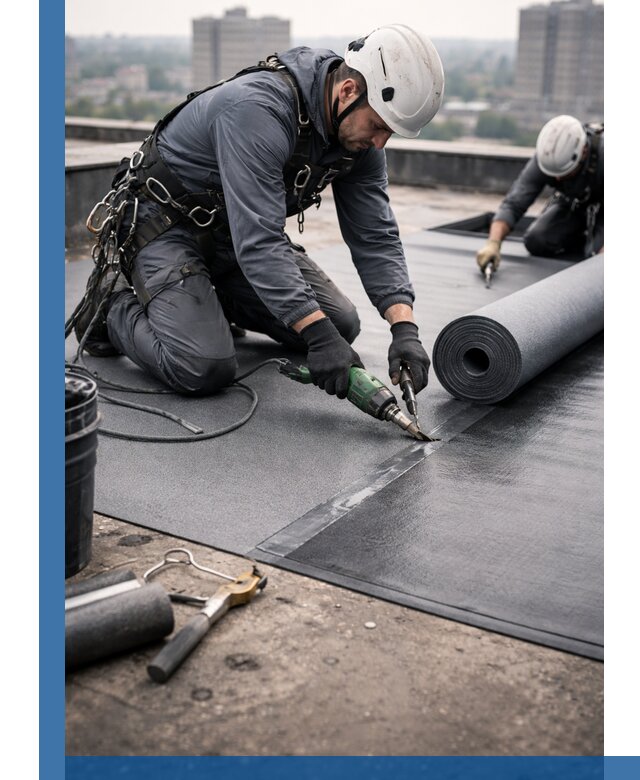 Ремонт мягкой кровли в Бердске с выездом промальпинистов