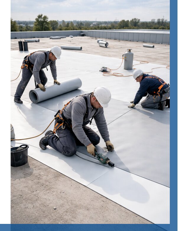 Монтаж мембранной кровли под ключ в Бердске от 1249 р. | ВЫСОТНИК-Брд