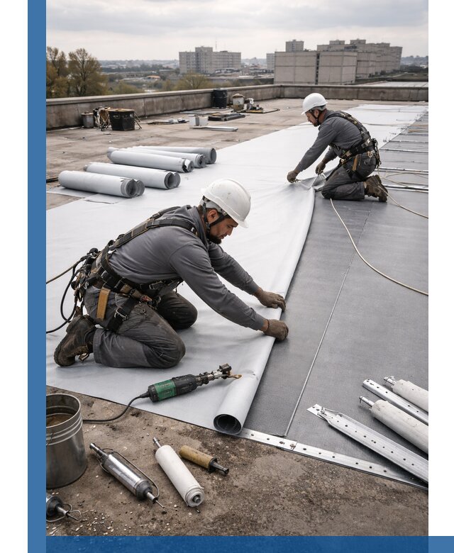 Монтаж мембранной кровли в Бердске для промышленных зданий