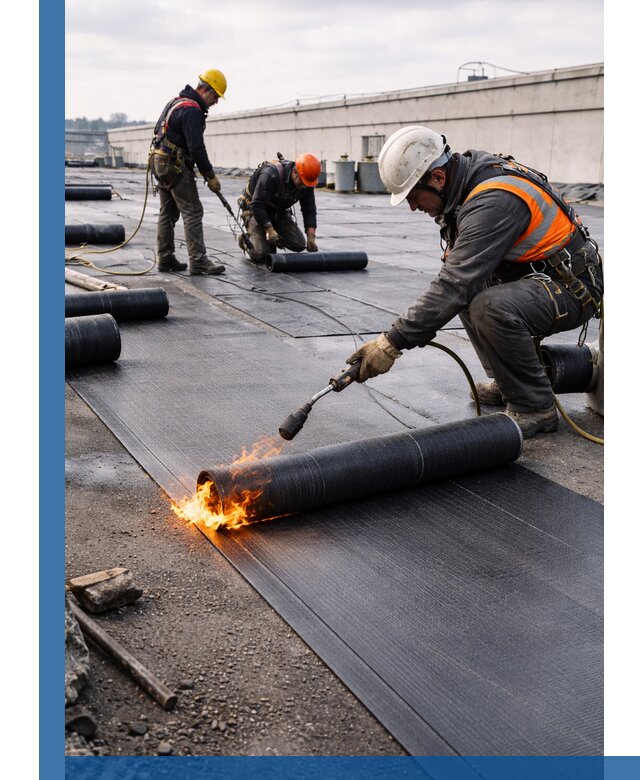 Монтаж наплавляемой кровли в Бердске профессионально