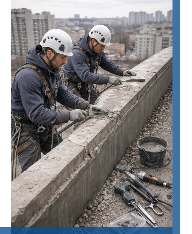 Ремонт парапета на кровле в Бердске от 1562 р. | ВЫСОТНИК-Брд