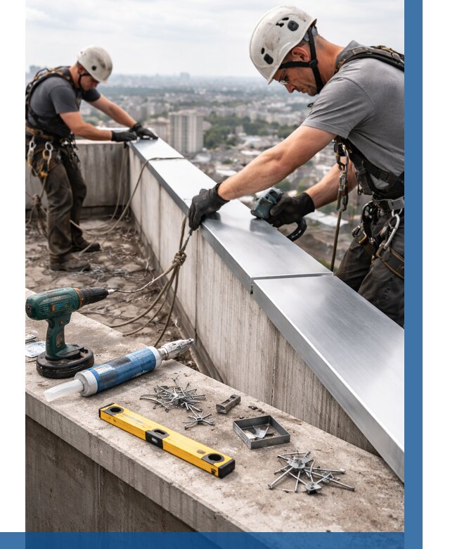 Монтаж парапетных крышек в Бердске от 833 р. | ВЫСОТНИК-Брд