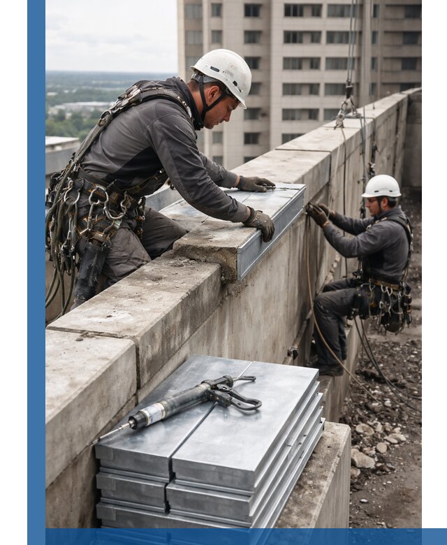 Замена парапетных крышек и установка новых в Бердске