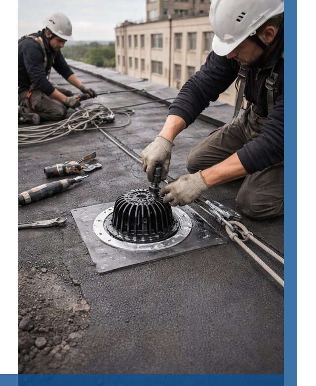 Установка водосточных воронок в Бердске цена от 3644 р. | ВЫСОТНИК-Брд