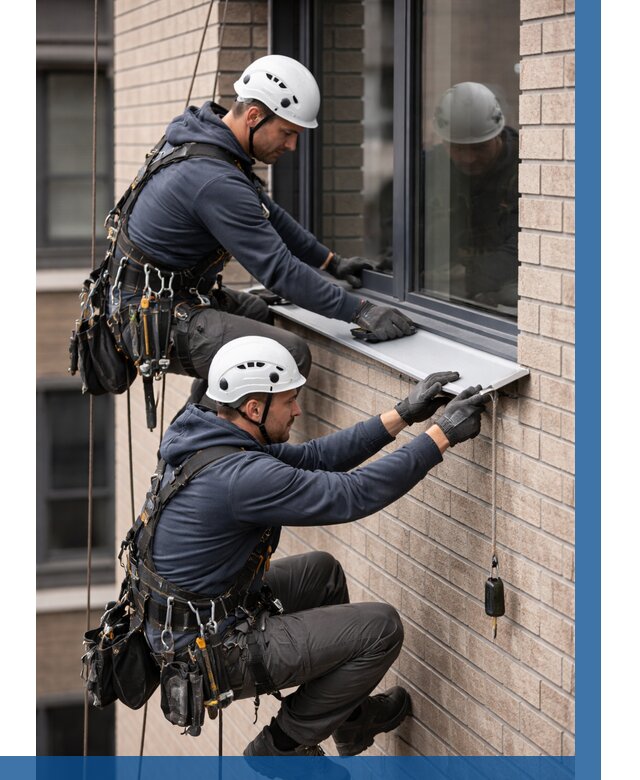 Монтаж оконных отливов под ключ в Бердске от 3644 р. | ВЫСОТНИК-Брд