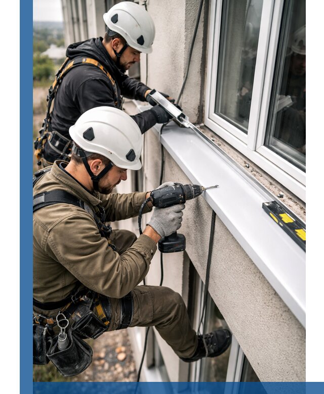 Профессиональный монтаж оконных отливов и отведения воды в Бердске