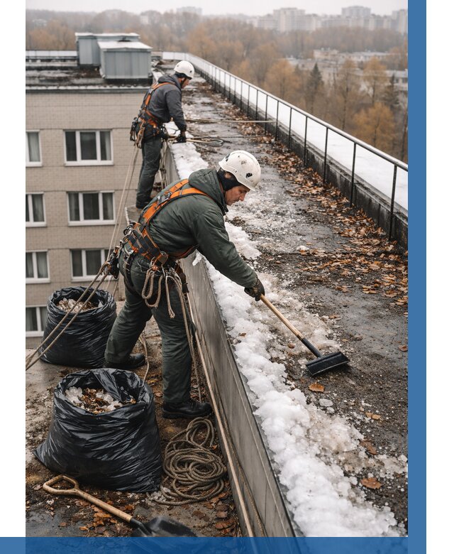 Очистка кровли по периметру в Бердске от 573 р. | ВЫСОТНИК-Брд