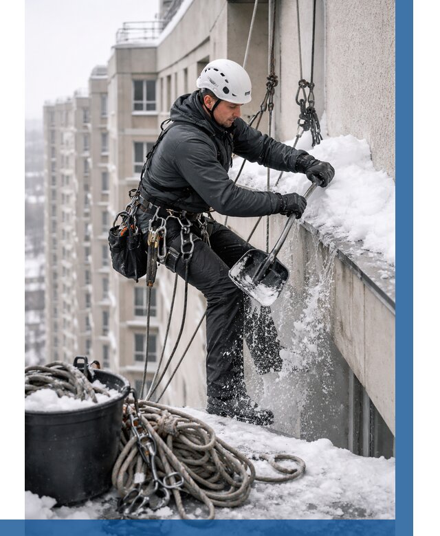 Очистка карнизов от снега в Бердске от 312 р. | ВЫСОТНИК-Брд