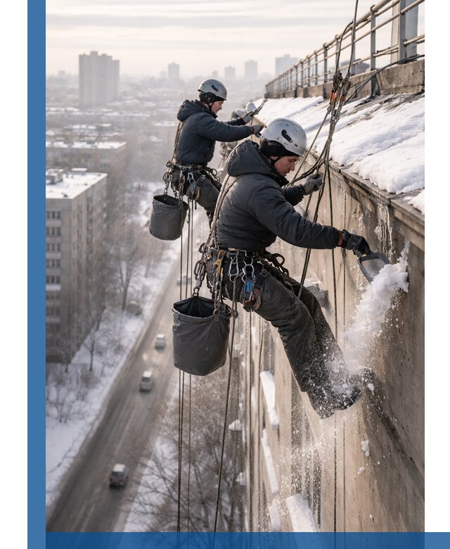 Очистка карнизов от снега в Бердске профессионально и безопасно