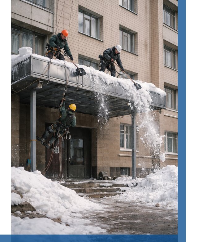 Очистка козырьков от снега в Бердске от 3644 р. | ВЫСОТНИК-Брд