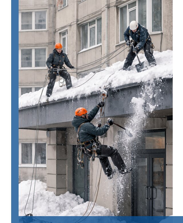 Безопасная очистка навесов от снега в Бердске круглогодично