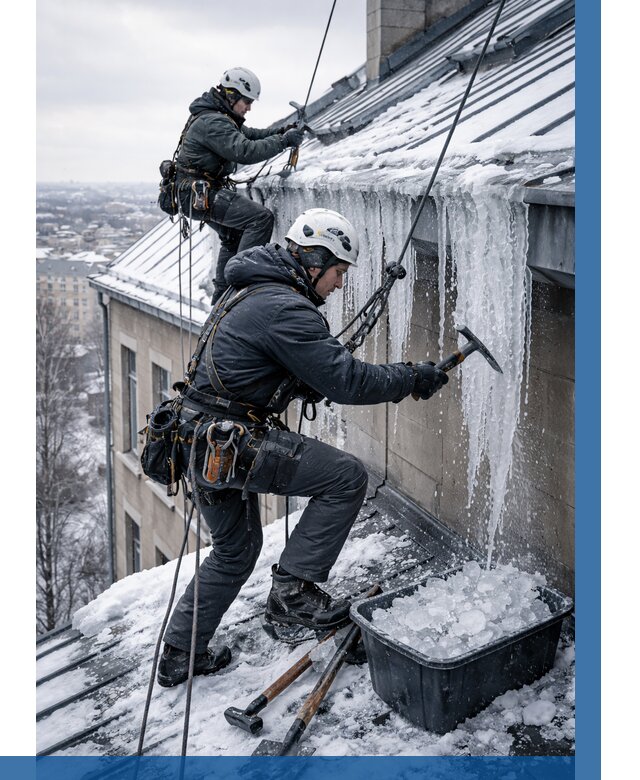 Удаление наледи с кровли в Бердске от 5727 р. | ВЫСОТНИК-Брд