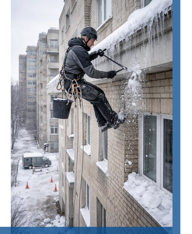 Удаление наледи с карнизов в Бердске от 364 р. | ВЫСОТНИК-Брд
