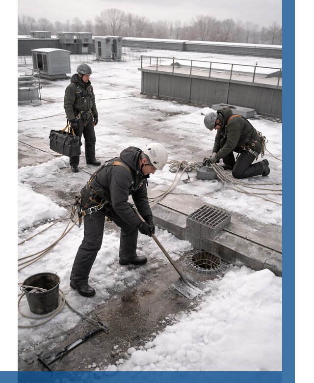 Абонентское обслуживание кровли зимой в Бердске от 8330 р. | ВЫСОТНИК-Брд