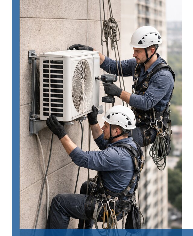 Монтаж внешнего блока кондиционера в Бердске установка и крепление