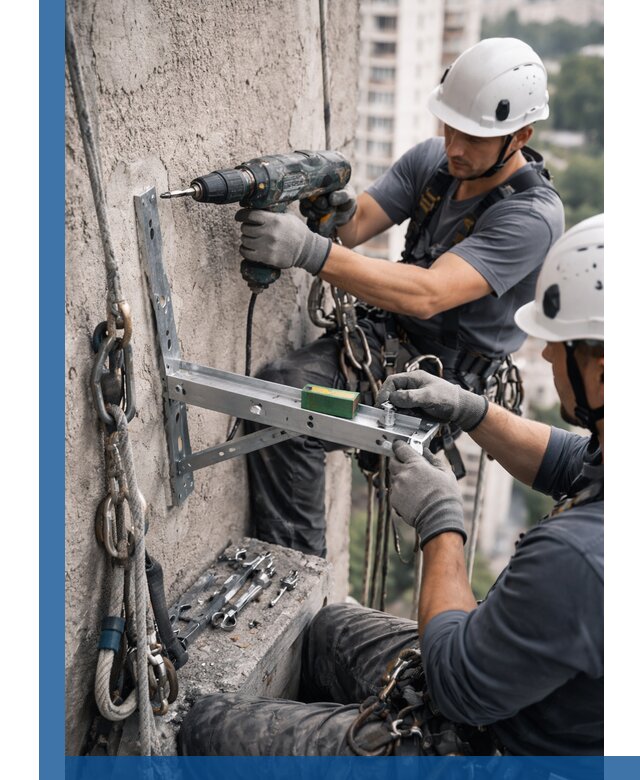 Установка кронштейнов кондиционера и крепежа в Бердске