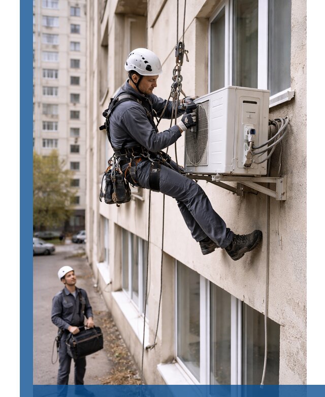 Демонтаж внешнего блока кондиционера в Бердске профессионально