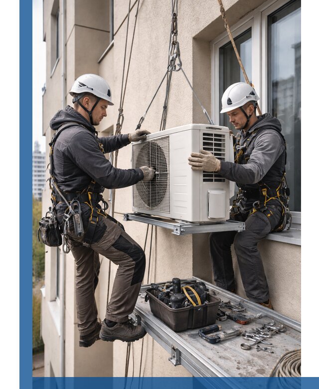 Перенос внешнего блока кондиционера в Бердске с монтажом и крепежом