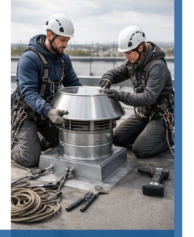 Установка дефлекторов на кровле в Бердске от 4685 р. | ВЫСОТНИК-Брд