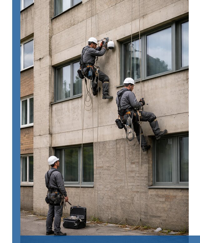 Монтаж фасадных камер видеонаблюдения в Бердске под ключ