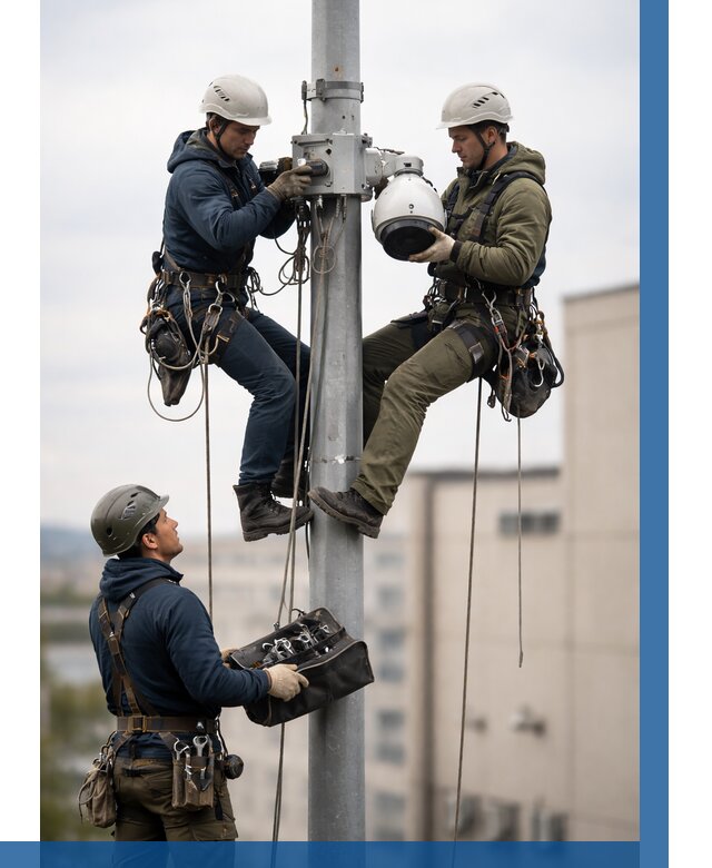 Установка видеокамер на мачте в Бердске от 8850 р. | ВЫСОТНИК-Брд