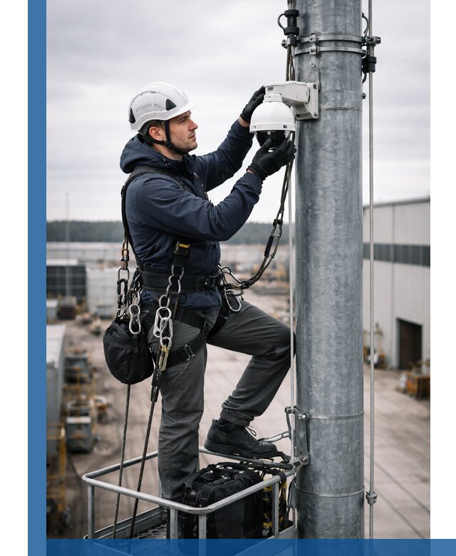 Профессиональная установка видеокамер на мачте в Бердске