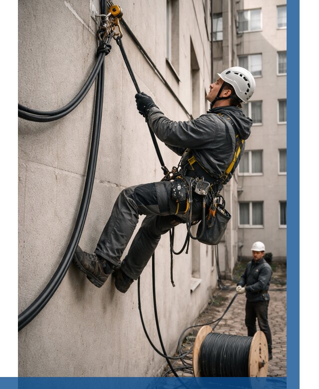 Протяжка кабеля питания на высоте в Бердске от 469 р. | ВЫСОТНИК-Брд