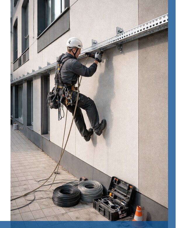 Монтаж кабельных лотков на фасаде в Бердске от 1249 р. | ВЫСОТНИК-Брд