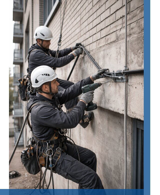 Крепление кабеля на фасаде в Бердске от 364 р. | ВЫСОТНИК-Брд