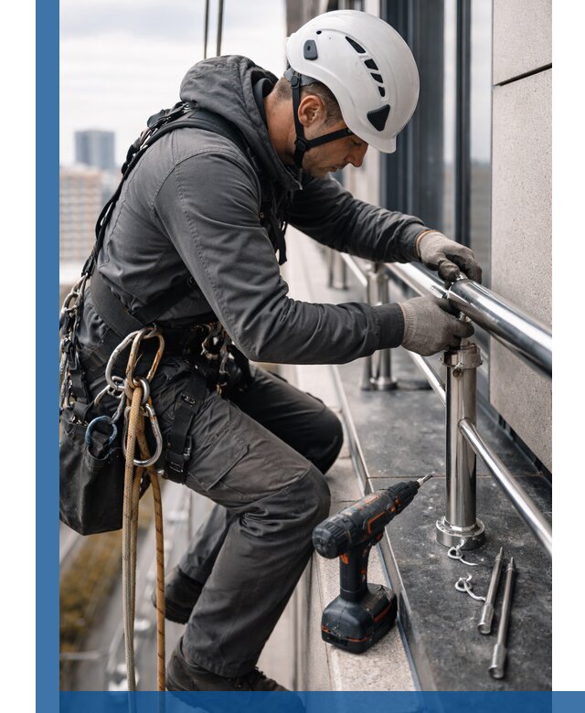 Монтаж ограждений на высоте в Бердске для зданий и конструкций