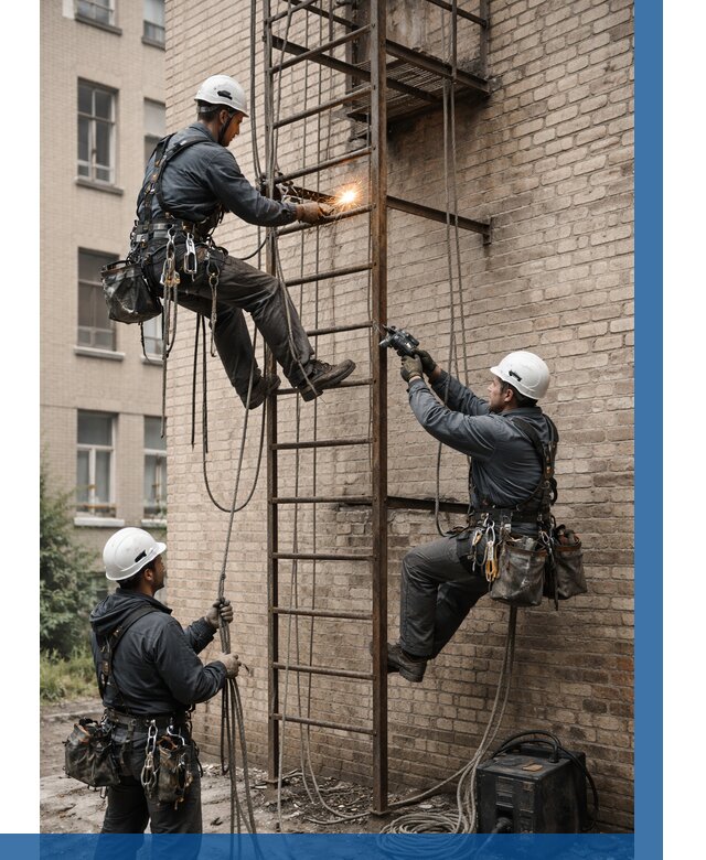 Ремонт пожарной лестницы в Бердске от 7809 р. | ВЫСОТНИК-Брд