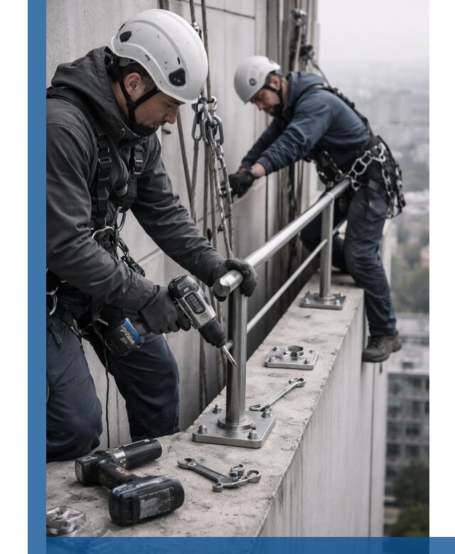 Монтаж перил на высоте в Бердске для жилых и промобъектов